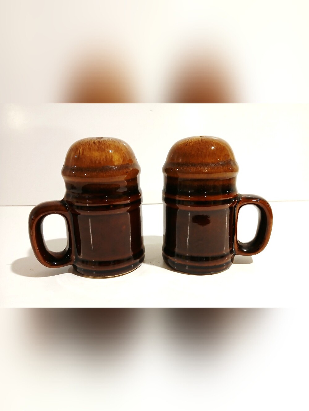 Vintage Brown Ceramic Salt and Pepper Shaker Set